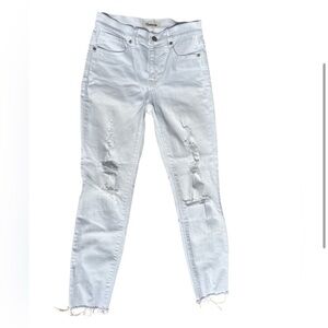 Madewell 9” Hogh Rise Skinny Crop Distressed White Jeans 25